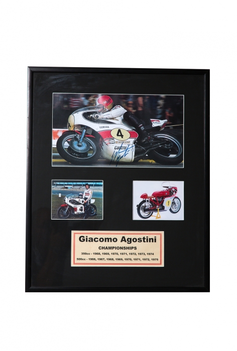 Kehystetty Giacomo Agostini Mestaruusvuodet - Aidolla nimikirjoituksella